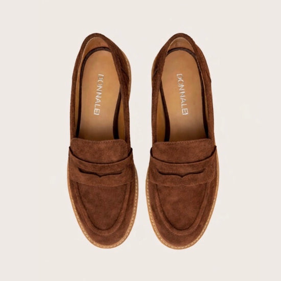 brown suede chunky loafer 