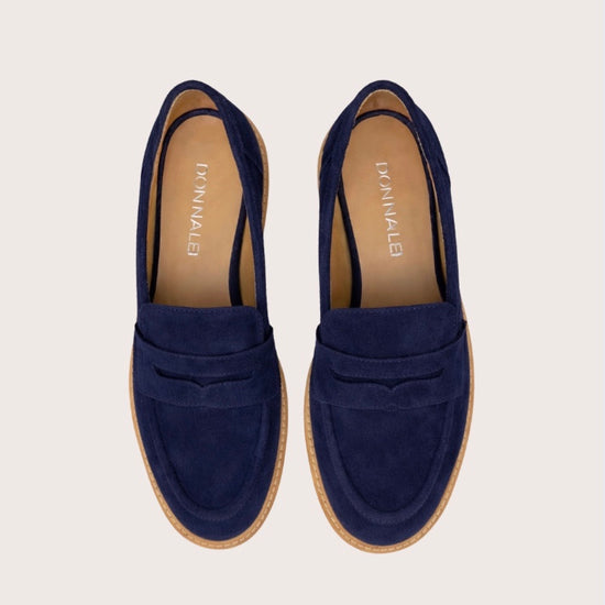 chunky navy suede loafer 