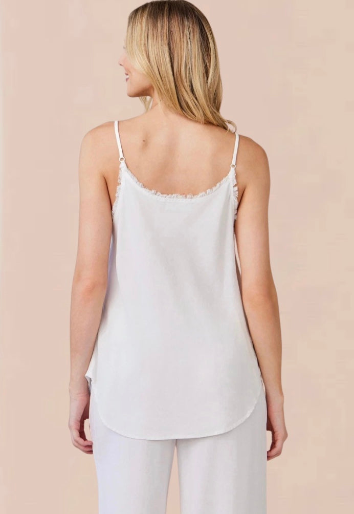 white frayed edge camisole 