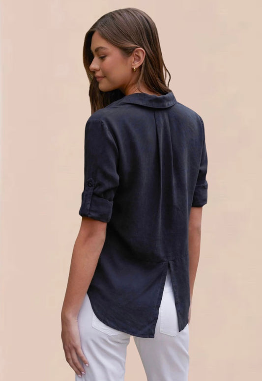 Split Back Shirt Vintage Black