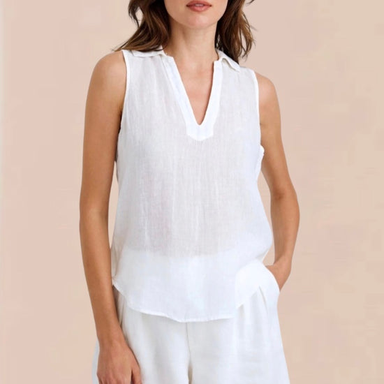 Sleeveless Pullover Top White