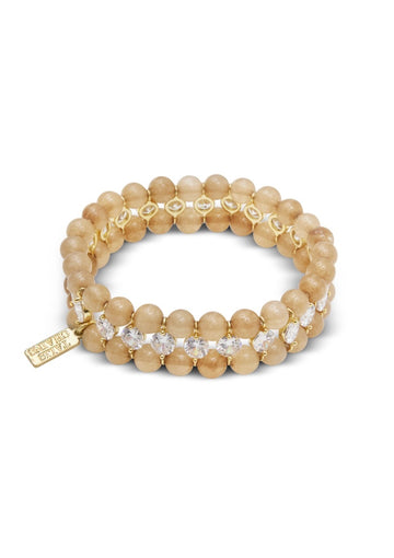 elasticated beaded bracelet with cz stones around the middle 