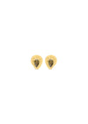 Pear drop gold plated stud earrings with olive stone