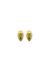 gold plated teardrop green stone earrings from Talis Chains