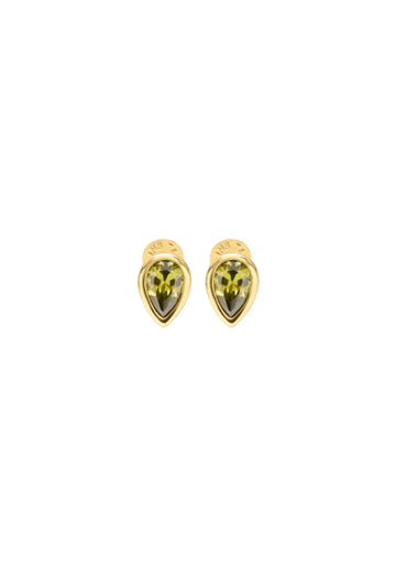 gold plated teardrop green stone earrings from Talis Chains