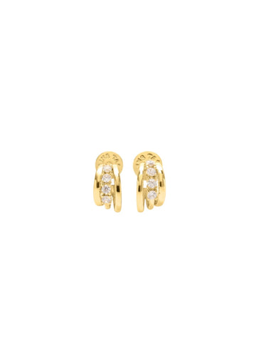 gold small hoop earring with cz stones 