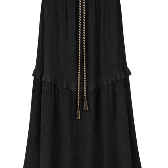 pink floaty long skirt in black