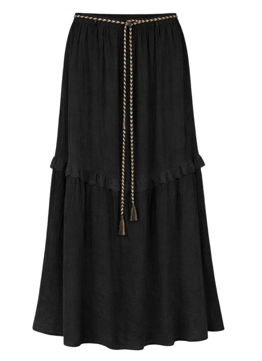 pink floaty long skirt in black