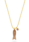 smokey quartz happy fish pendant necklace 