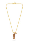 smokey quartz happy fish pendant necklace 