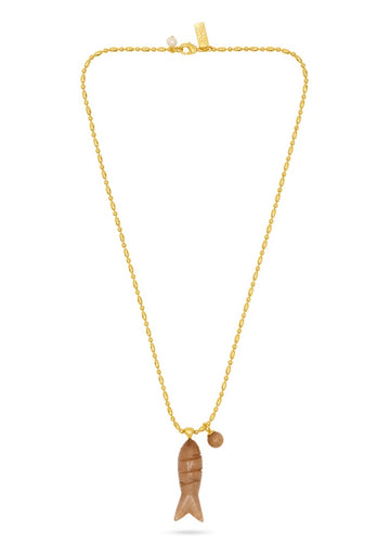 smokey quartz happy fish pendant necklace 