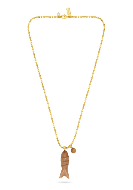 smokey quartz happy fish pendant necklace 