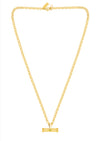 ball chain necklace with a t-bar pendant featuring olive cz  stone