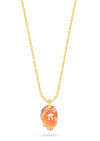 textured gold chain with protective hand pendent in a red quartz colour