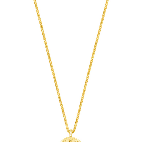 gold pendant necklace with tigers eye details 
