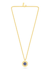 gold pendant necklace with blue lapis detail
