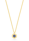 gold pendant necklace with blue lapis detail