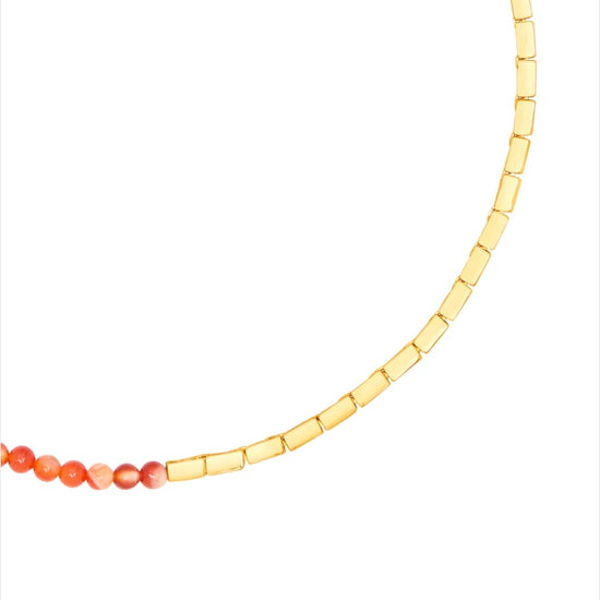 duo gold and red agate stone choker