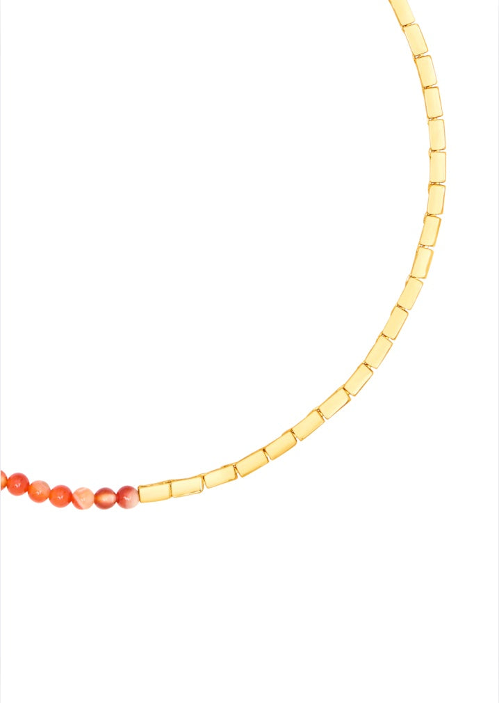 duo gold and red agate stone choker