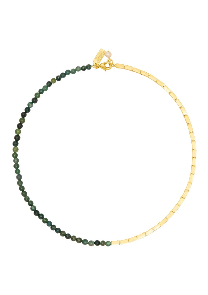 duo gold and red agate stone choker