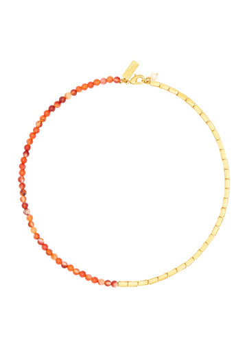 duo gold and red agate stone choker