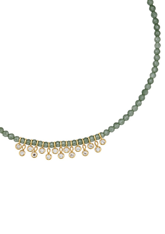 Cubic Zirconia Cluster on Indian Agate Beads