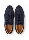 navy suede woven trainer with platform white sole