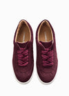 burgundy woven trainer with white chunky sole