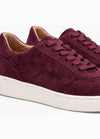 burgundy woven trainer with white chunky sole