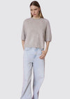 women's short sleaved brushed cashmere jumper in light grey
