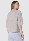 Rear view of pale grey brushed cashmere knit