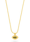Ridged Evil Eye Pendant Necklace Gold/Olive