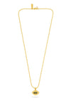 Ridged Evil Eye Pendant Necklace Gold/Olive