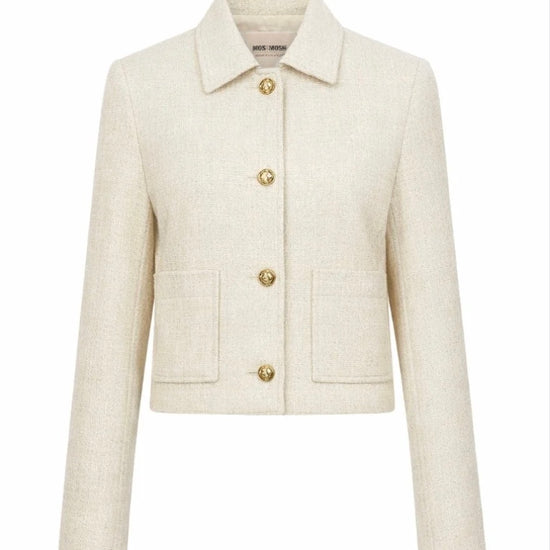 cream jacket with gold buttons and 2 pockets 