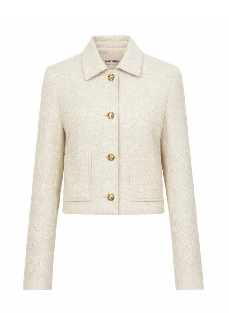 cream jacket with gold buttons and 2 pockets 
