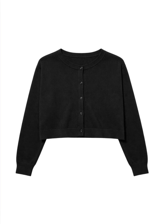  black cropped boxy cardigan