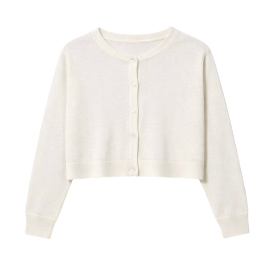 cream cropped boxy cardigan