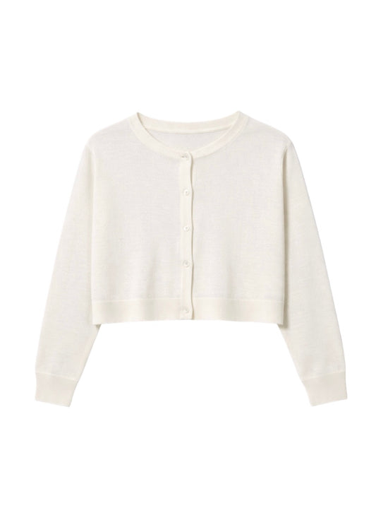 cream cropped boxy cardigan