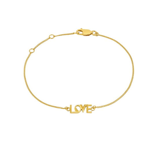 gold plated bracelet with love detail