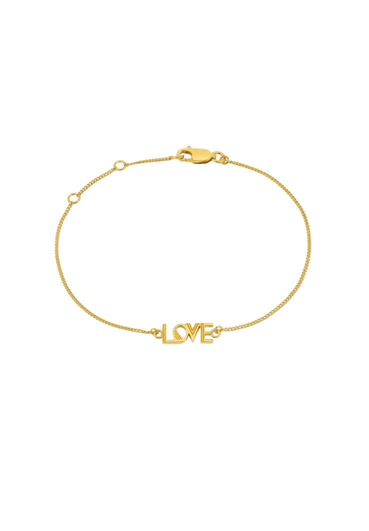 gold plated bracelet with love detail