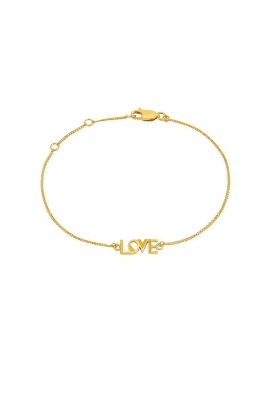 gold plated bracelet with love detail