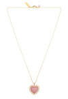 Mini Heart Pendant Necklace Pink Jade