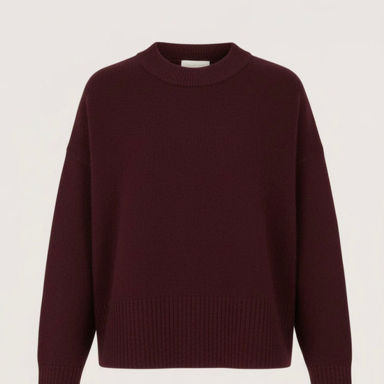 burgundy round neck knitted jumper