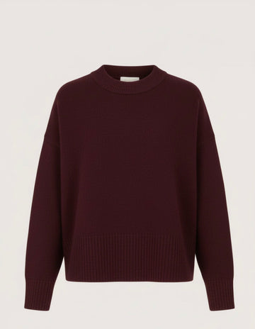 burgundy round neck knitted jumper