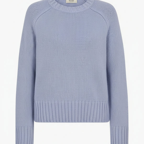 knitted round neck cornflower blue jumper 