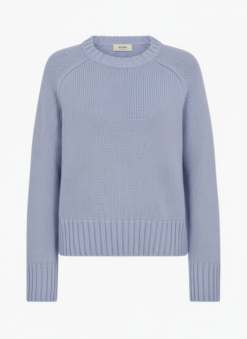 knitted round neck cornflower blue jumper 