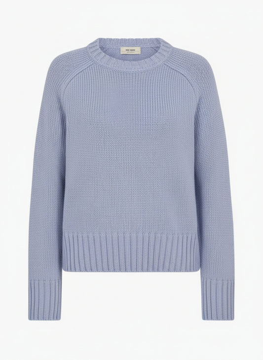 knitted round neck cornflower blue jumper 