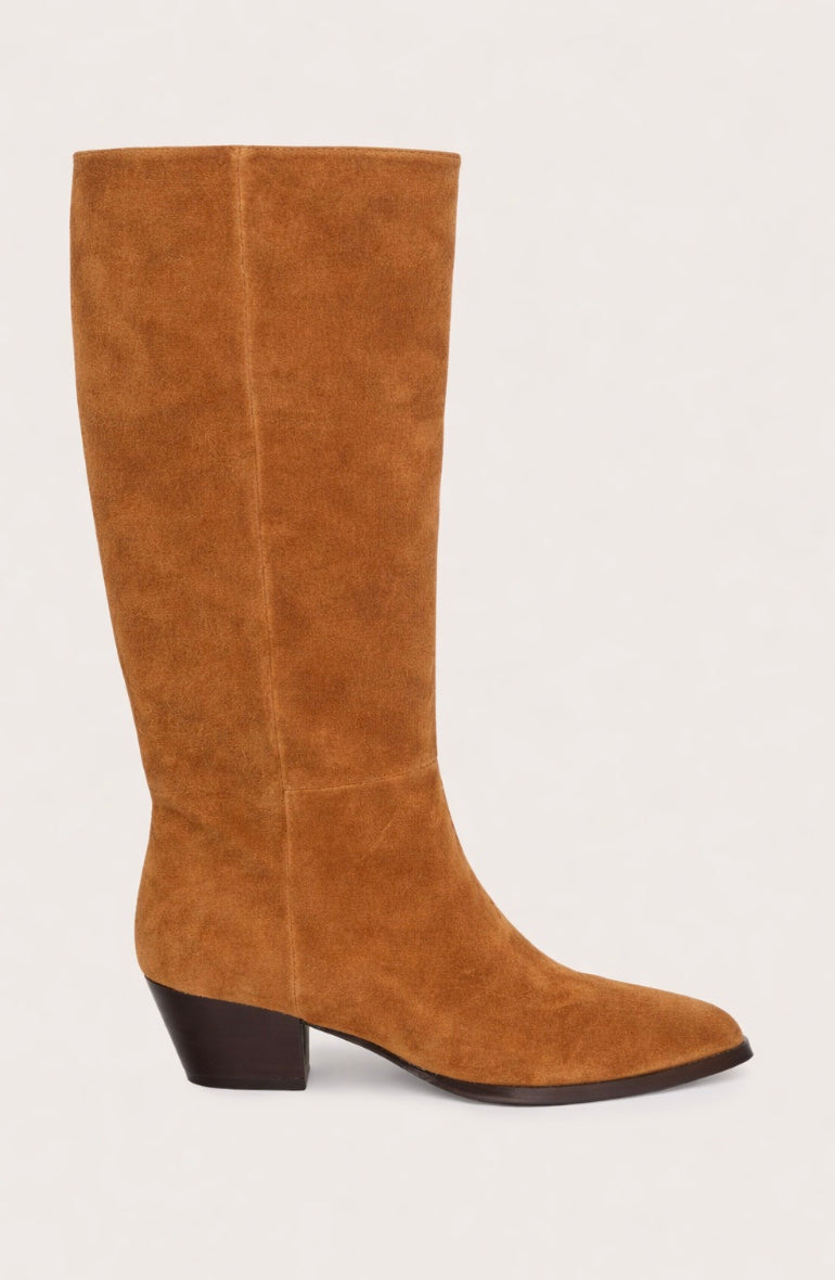 Tan suede western style boot from Donna Lei