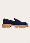 chunky navy suede loafer 