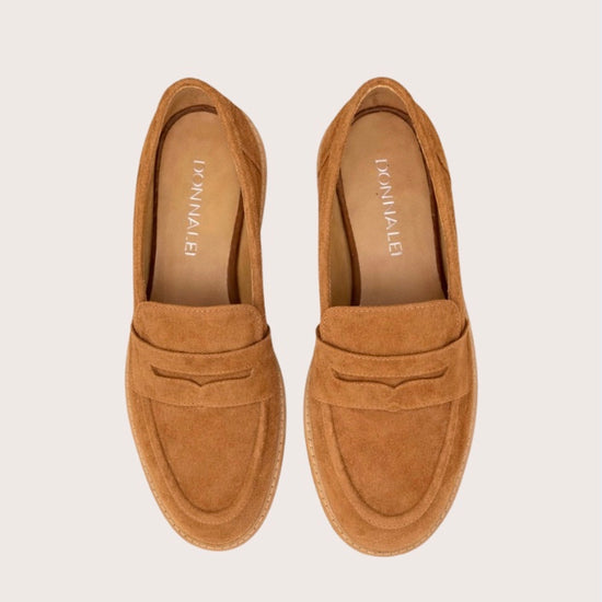 chunky tan suede loafer 